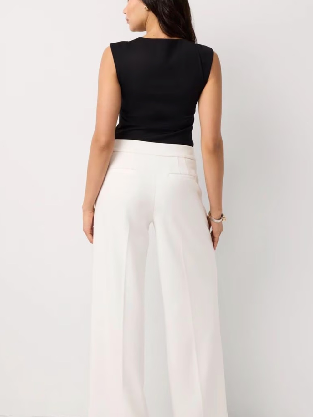 White House Black Market White Wide Leg High-Rise Pants